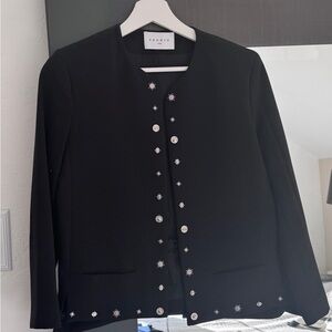 Sandro Black Jacket with Silver Accents